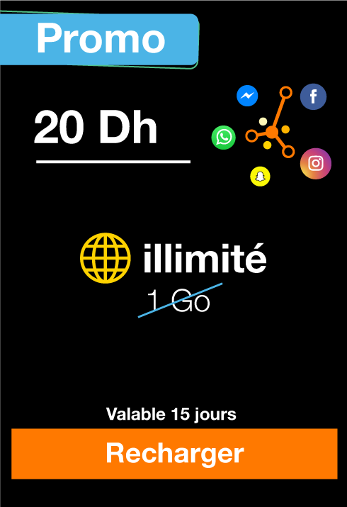 Recharge Réseaux Sociaux 20 Dh(*6)